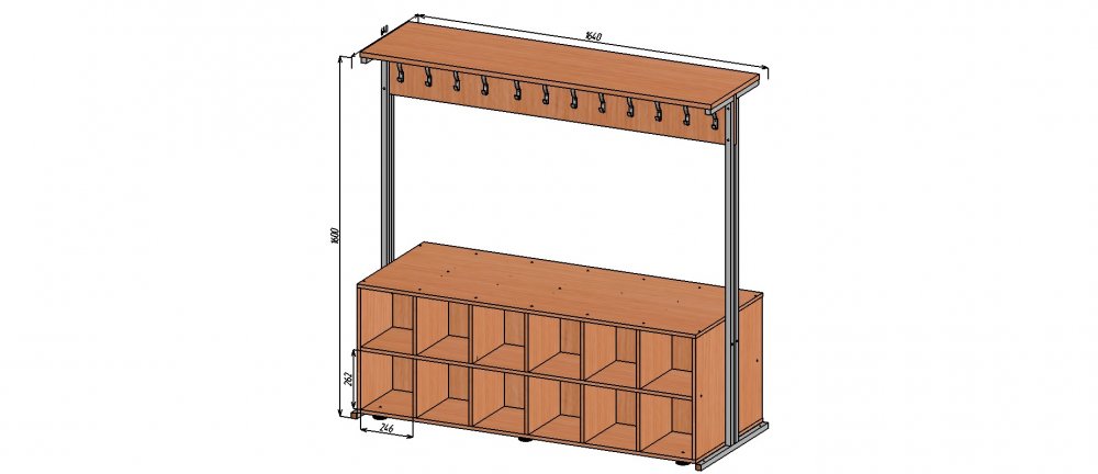 Вешалка 2хстор 24 места 1640х640х1600