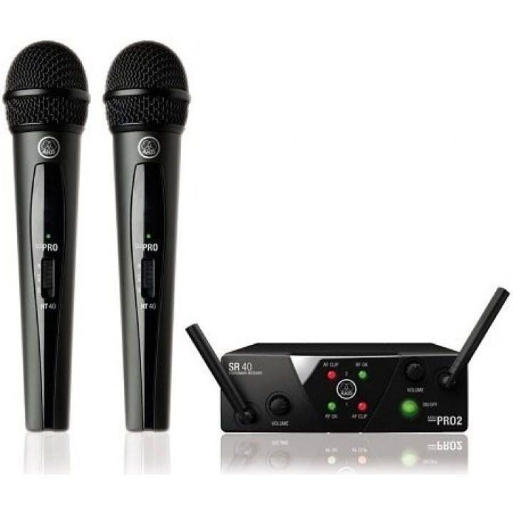 Купить AKG WMS40 Mini2 Vocal Set US25AC (537.5/539.3) вокальная радиосистема с приёмником SR40 Mini Dual и двумя ручными передатчиками