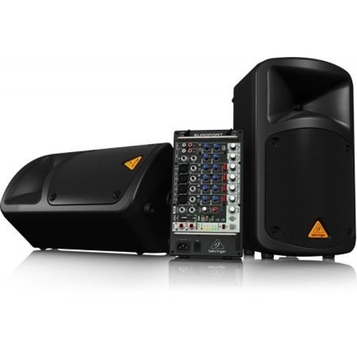 Купить Behringer EPS500MP3 портативная система звукоусиления состоящая из 2-х акустических систем, 8-канальный микшер + усилитель 500 Вт, MP3, 466х276х257мм