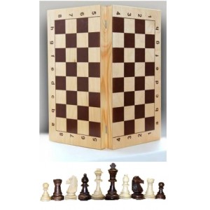 Фигуры шахматные СТАУНТОН № 6 (с утяжелителем) с деревянной складной доской 47 см 