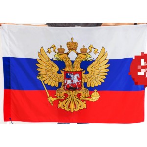 Флаг триколор с гербом / флаг России / 90х135 см