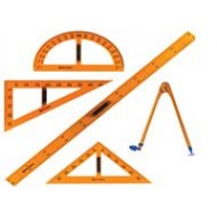 Набор чертежный для классной доски (2 треугольника, транспортир, циркуль, линейка 100 см), BRAUBERG,