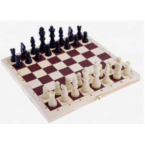 Настольная игра 2 в 1 "Леви": шашки d=2.6 см, шахматы, король h=7.5 см, пешка h=3.5 см, 30 х 30 см
