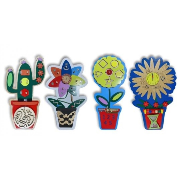 Купить Набор бизибордов «Мой сад» (кактус, ромашка, одуванчик, василёк)(арт. 38184)