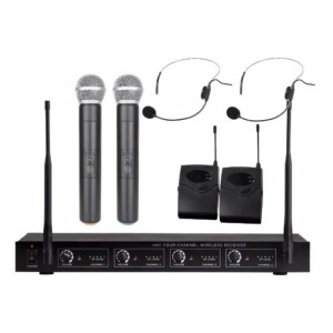 Радиосистема вокальная NOIR-audio U-3400-HS7/H с двумя ручными микрофонами, двумя головными микро