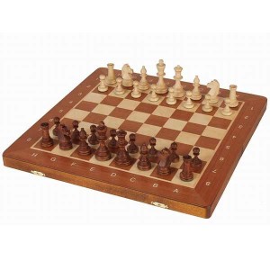 Турнирные шахматы Стаунтон №5 (фигуры c утяжелителем) в комплекте со складной деревянной доской